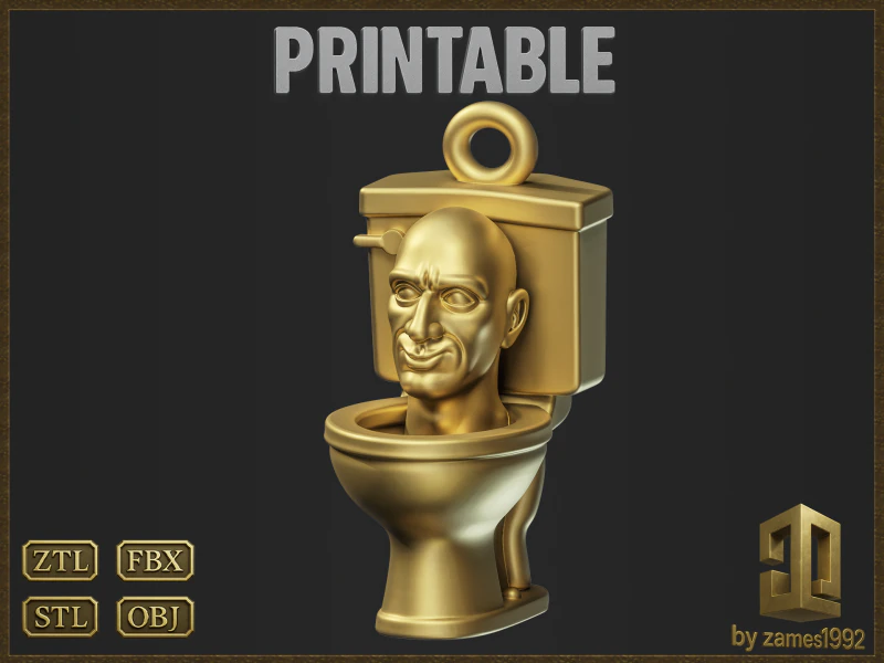 Pingente de cabeça de vaso sanitário Meme Modelo de Impressão 3D .c4d .max .obj .3ds .fbx .stl .blend