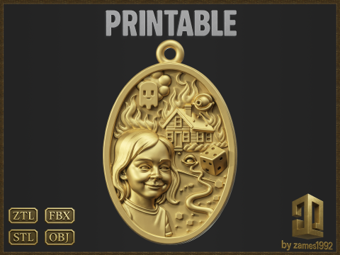 Meme Disaster Girl Abstract Pendant 3D Baskı Modeli