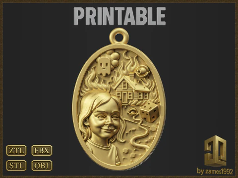 Abstrakcyjny wisiorek z memem i katastrofą Model do druku 3D