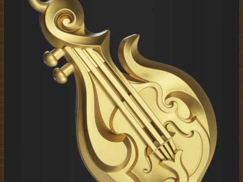 Musical Mandolin Pendant 3D Print Model