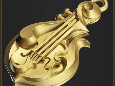 Musical Mandolin Pendant 3D Print Model