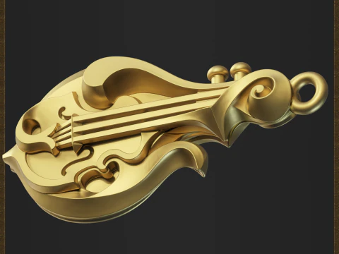 Musical Mandolin Pendant 3D Print Model