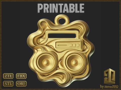 Classic Audio Amulet Model Cetak 3D