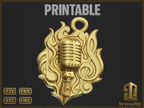 Vintage Microphone Pendant 3D-printmodel