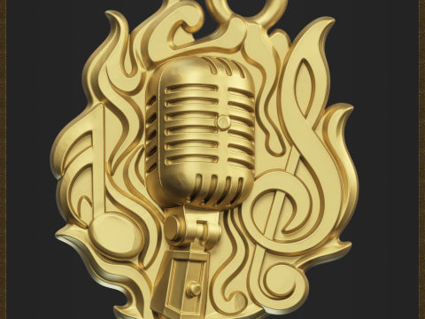 Vintage Microphone Pendant 3D 打印模型