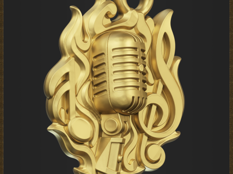 Vintage Microphone Pendant 3D 打印模型
