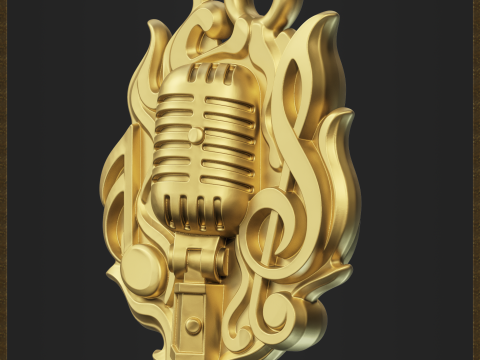 Vintage Microphone Pendant 3D 打印模型