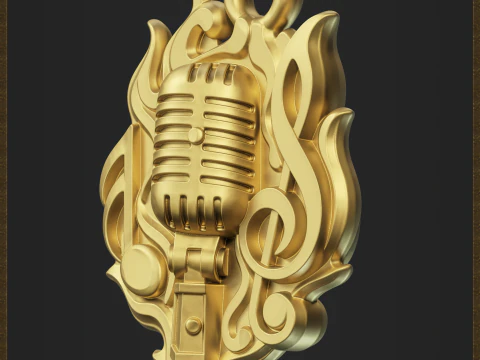 Vintage Microphone Pendant 3D Print Model
