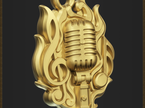 Vintage Microphone Pendant 3D 打印模型