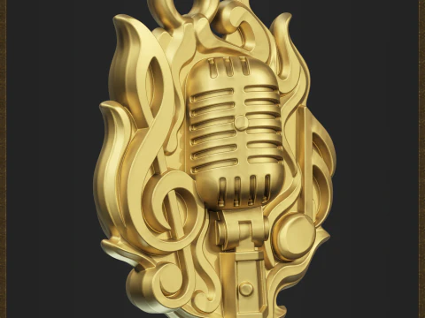 Vintage Microphone Pendant 3D Print Model