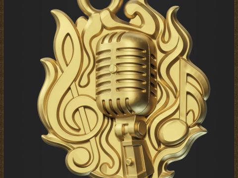 Vintage Microphone Pendant 3D 打印模型