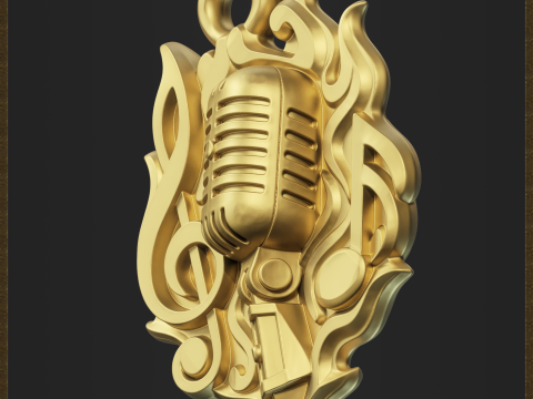 Vintage Microphone Pendant 3D 打印模型