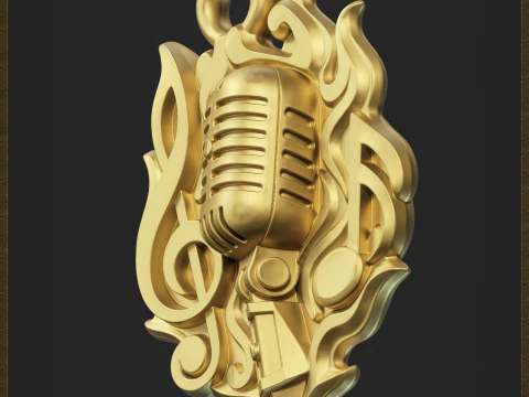 Vintage Microphone Pendant 3D Print Model