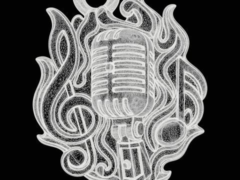 Vintage Microphone Pendant 3D 打印模型