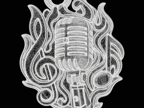 Vintage Microphone Pendant 3D Print Model