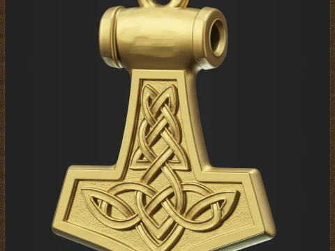 Thor Hammer Viking Pendant 3D Print Model