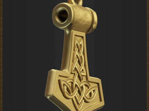 Thor Hammer Viking Pendant 3D Print Model