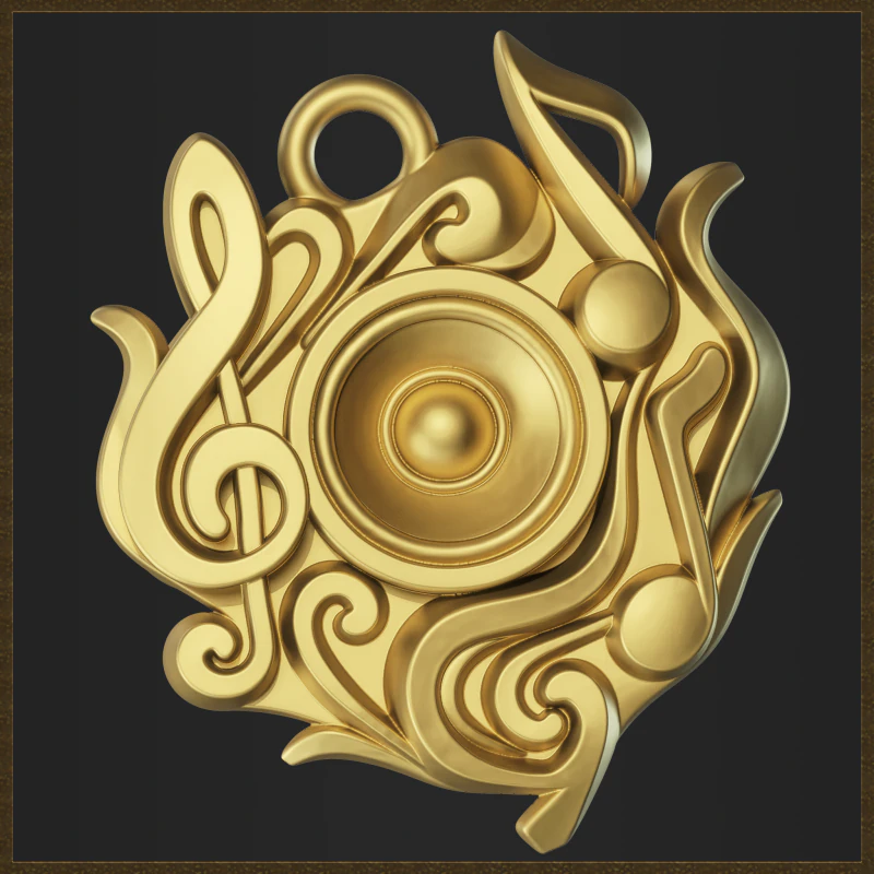 Music Symbol Amulet 3D Print Model .c4d .max .obj .3ds .fbx .stl .blend 