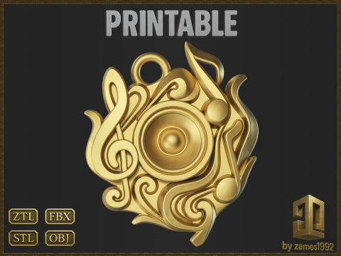 Music Symbol Amulet 3D 打印模型