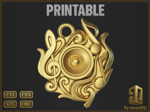 Music Symbol Amulet 3D Print Model