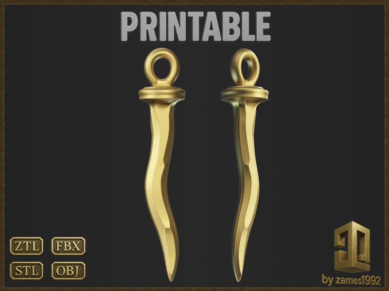 Nail Curved Charm 3D Print Model .c4d .max .obj .3ds .fbx .stl .blend