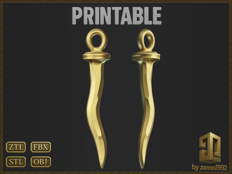 Nail Curved Charm 3D Print Model .c4d .max .obj .3ds .fbx .stl .blend 