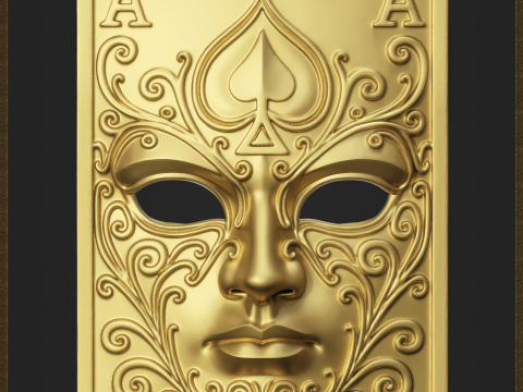 Ornate Playing Card Ace of Spades Mask 3D-printmodel