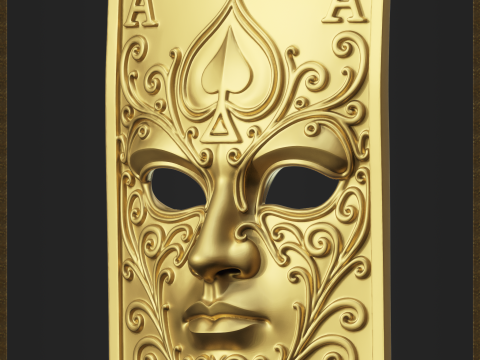 Ornate Playing Card Ace of Spades Mask 3D-printmodel
