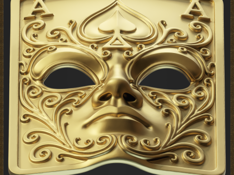 Ornate Playing Card Ace of Spades Mask 3D-printmodel