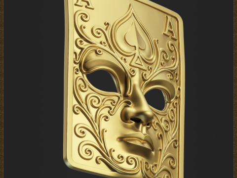 Ornate Playing Card Ace of Spades Mask 3D-printmodel