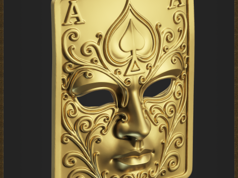 Ornate Playing Card Ace of Spades Mask 3D-printmodel