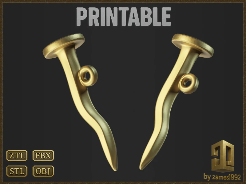 Curved Nail Pendant 3D Print Model .c4d .max .obj .3ds .fbx .stl .blend 
