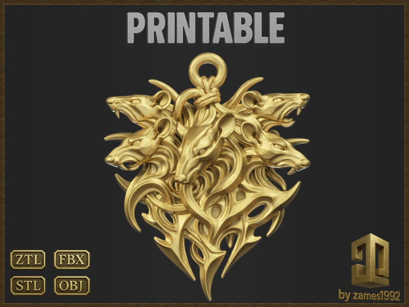 Rat King Mice Tribal Pendant 3D Print Model .c4d .max .obj .3ds .fbx .stl .blend 