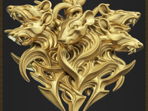 Rat King Mice Tribal Pendant Modelo de Impressão 3D