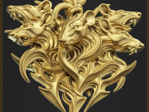 Rat King Mice Tribal Pendant 3D Print Model