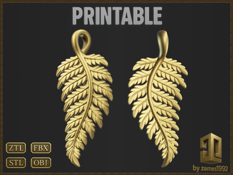 Elegant Leaf Pendant 3D-printmodel