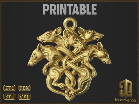 King Rats Pendant 3D-printmodel