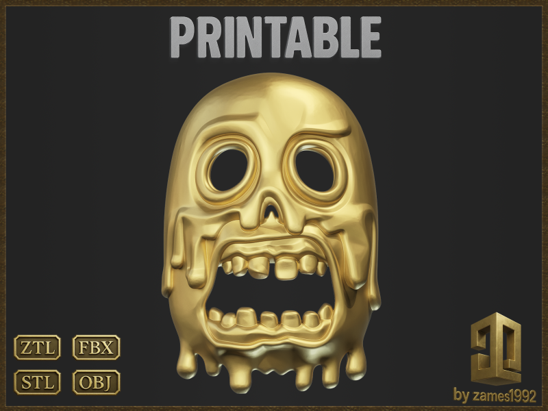 Melting Dripping Skull Accessory 3D-printmodel .c4d .max .obj .3ds .fbx .stl .blend