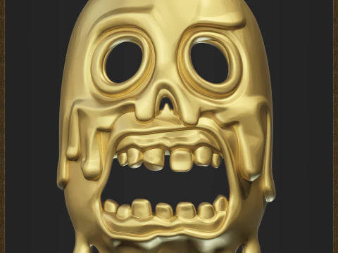 Melting Dripping Skull Accessory 3D Print Model