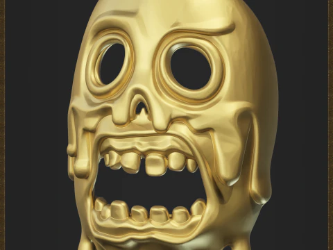 Melting Dripping Skull Accessory 3D Print Model