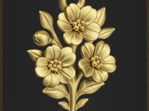 Pingente de ramo florescendo Modelo de Impressão 3D