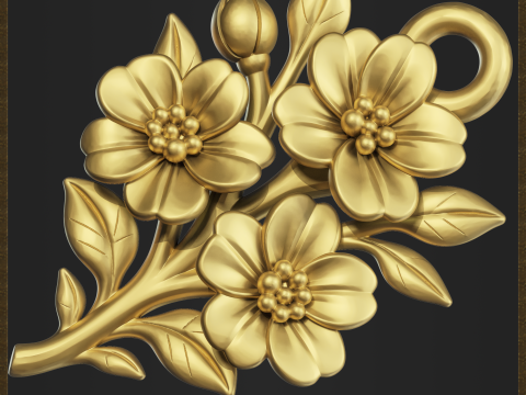 Blooming Branch Pendant 3Dプリントモデル