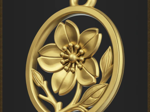 Botanical Flower Charm 3D Print Model