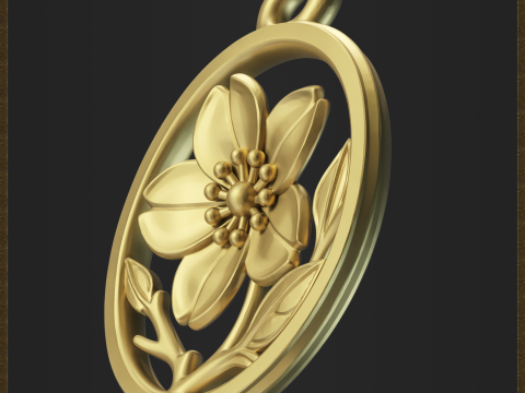 Botanical Flower Charm 3D Print Model