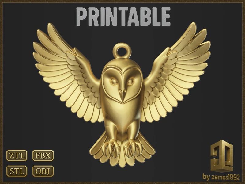 Night Owl Forest Guardian Charm 3D Print Model .c4d .max .obj .3ds .fbx .stl .blend 