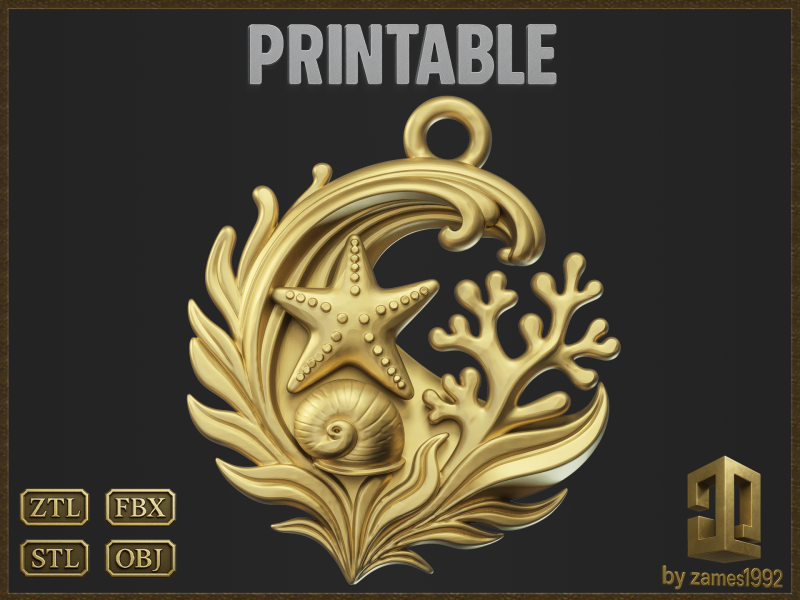 Sea Wave Coral Jewelry Modello di stampa 3D .c4d .max .obj .3ds .fbx .stl .blend
