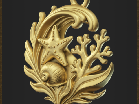 Sea Wave Coral Jewelry Modello di stampa 3D