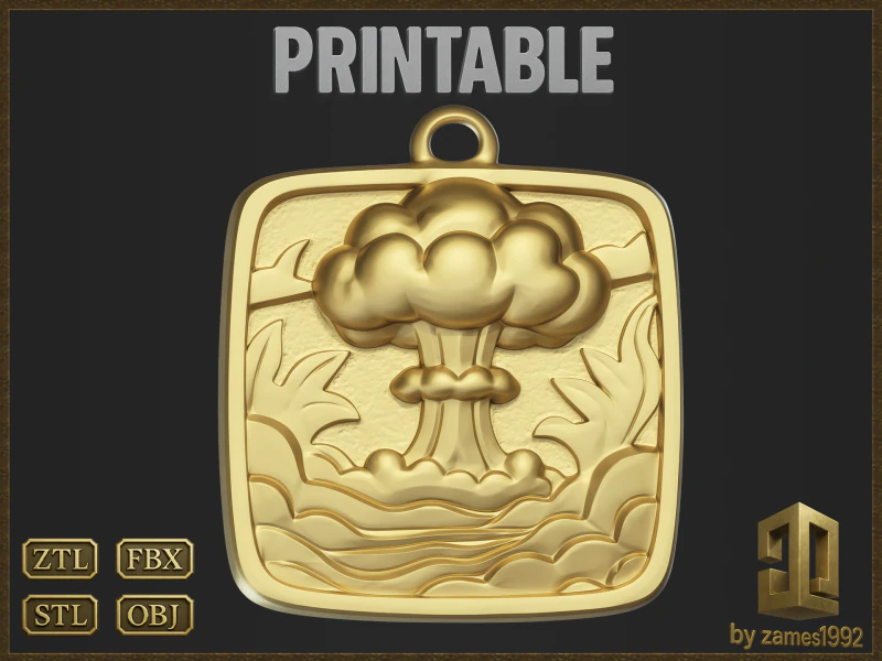 Nuclear Explode Apocalyptic Statement Jewelry 3D Print Model .c4d .max .obj .3ds .fbx .stl .blend 