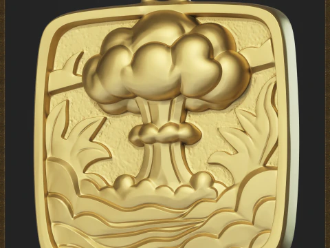 Nuclear Explode Apocalyptic Statement Jewelry 3D Print Model