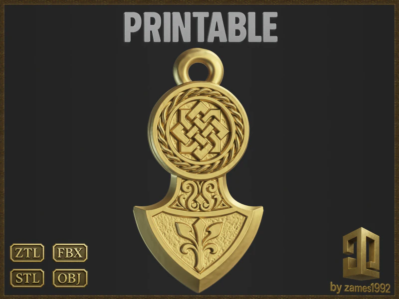 Celtic Slavic Medieval Pendant 3D Print Model .c4d .max .obj .3ds .fbx .stl .blend 